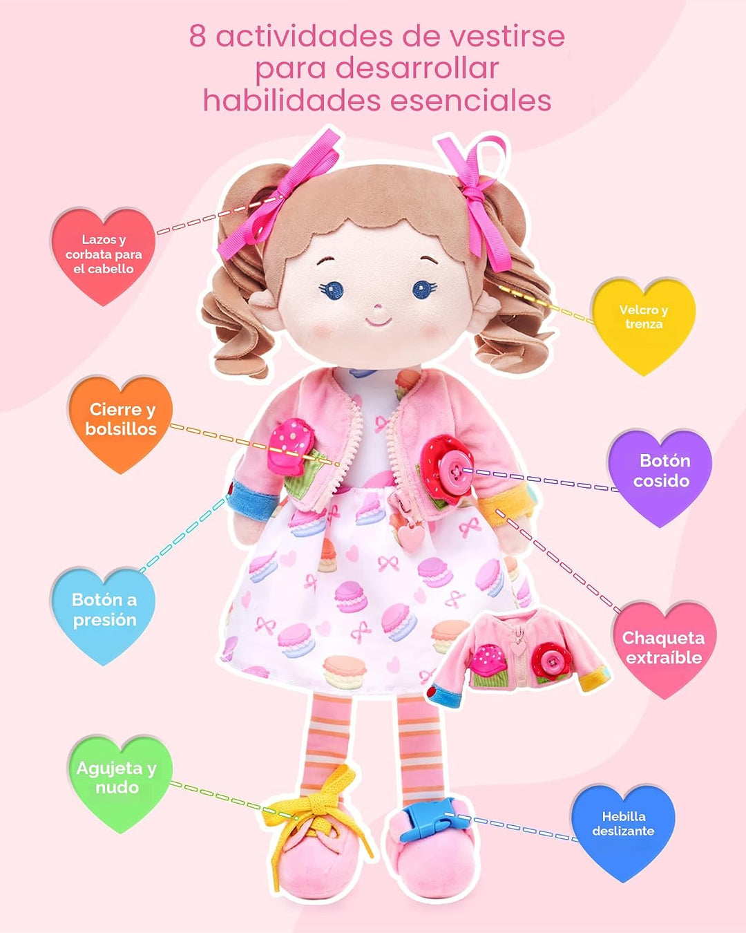 LeyaDoll Soft Bady - Muñeca de bebé suave y educativa (16 pulgadas)...