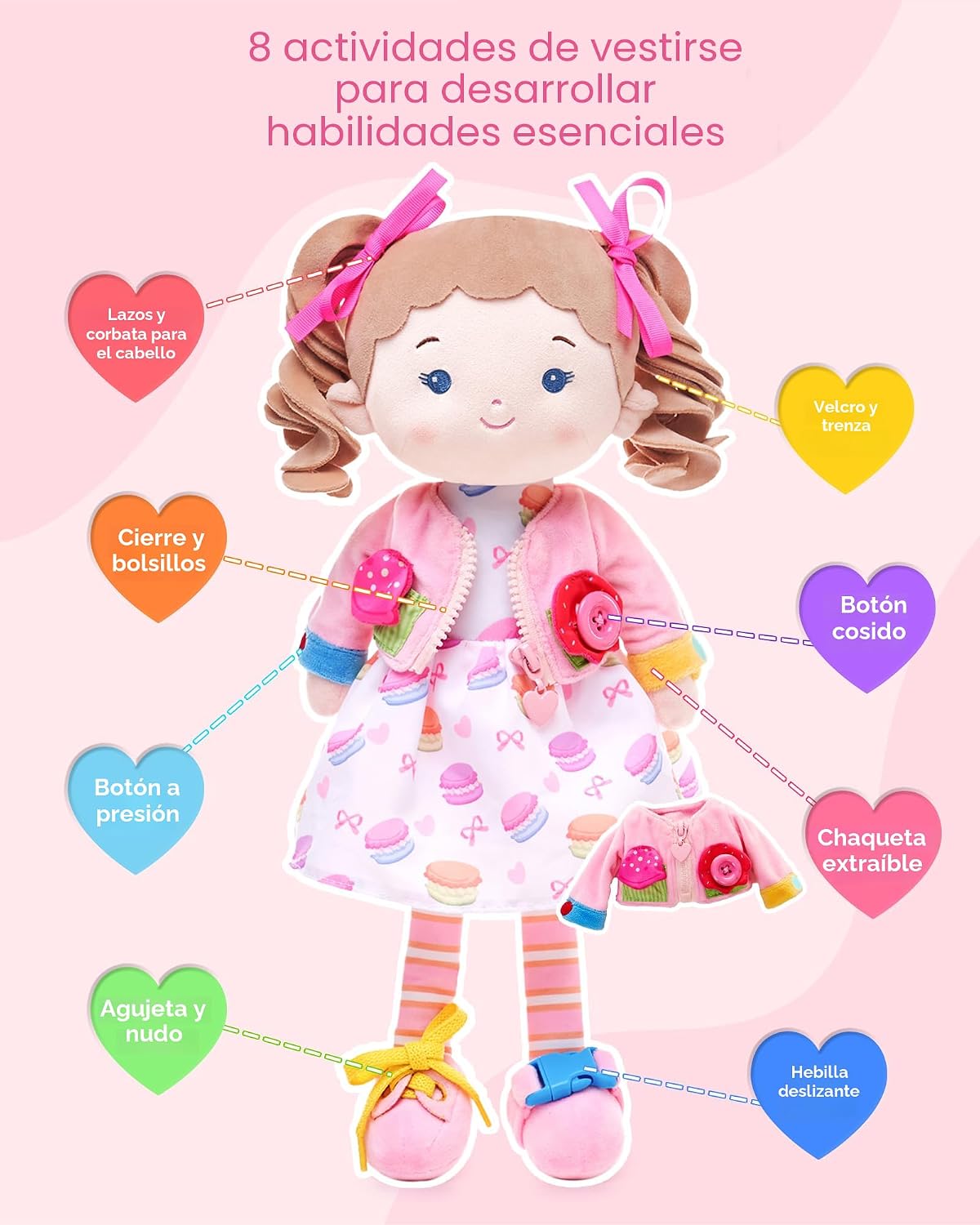LeyaDoll Soft Bady - Muñeca de bebé suave y educativa (16 pulgadas), Cupcake Girl-rosa