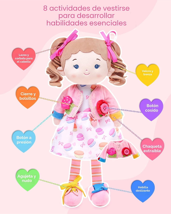 LeyaDoll Soft Bady - Muñeca de bebé suave y educativa (16 pulgadas)...