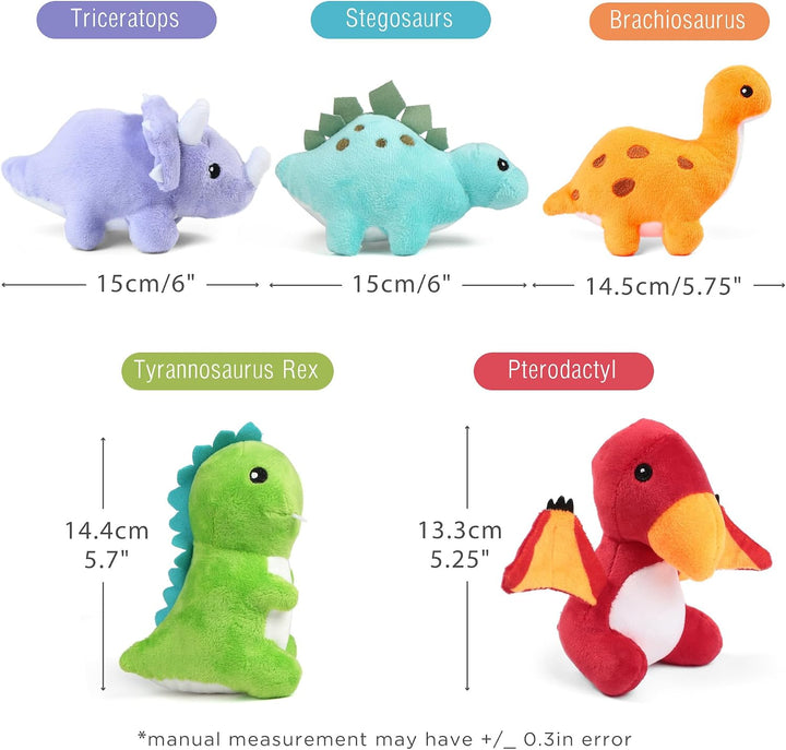 BenBen Animales de peluche de dinosaurio, juego de 5 muñecas pequeñ...