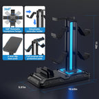 KDD Headset Stand con carga Station - Detachable Controller Holder con 9 Light Modes - Rotatable Headphone Hanger con USB &C Charger puertos - Earphone Hook para PC Gaming Accessories Storage
