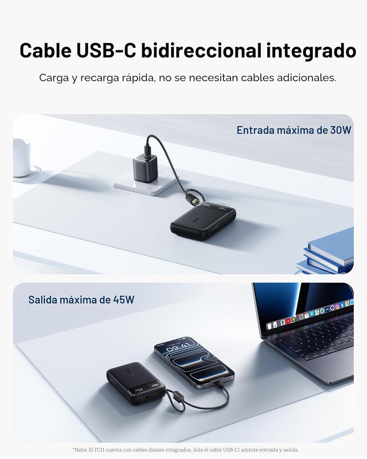 Baseus Cargador portátil compacto de 20000 mAh de 45 W, banco de en...