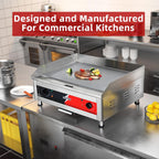 Plancha eléctrica comercial de encimera de 24 x 16 pulgadas, con certificación ETL, plancha de alta resistencia con placa de cocción de hierro antiadherente de 2/5 pulgadas de grosor para uso en restaurantes, 120 V/3500 W, bonos de espátula