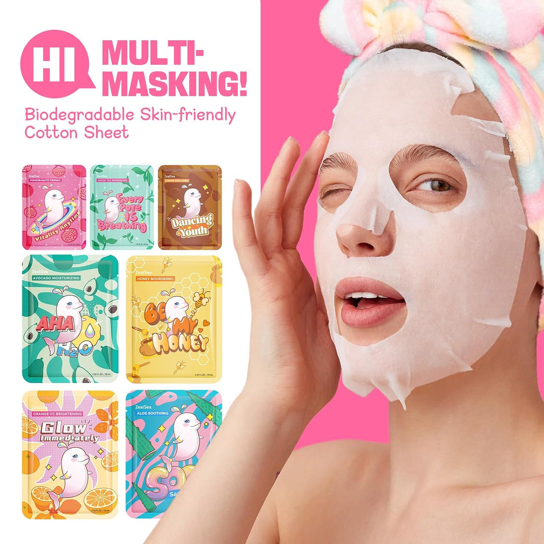 ZealSea Mascarillas faciales para el cuidado de la piel, mascarilla...