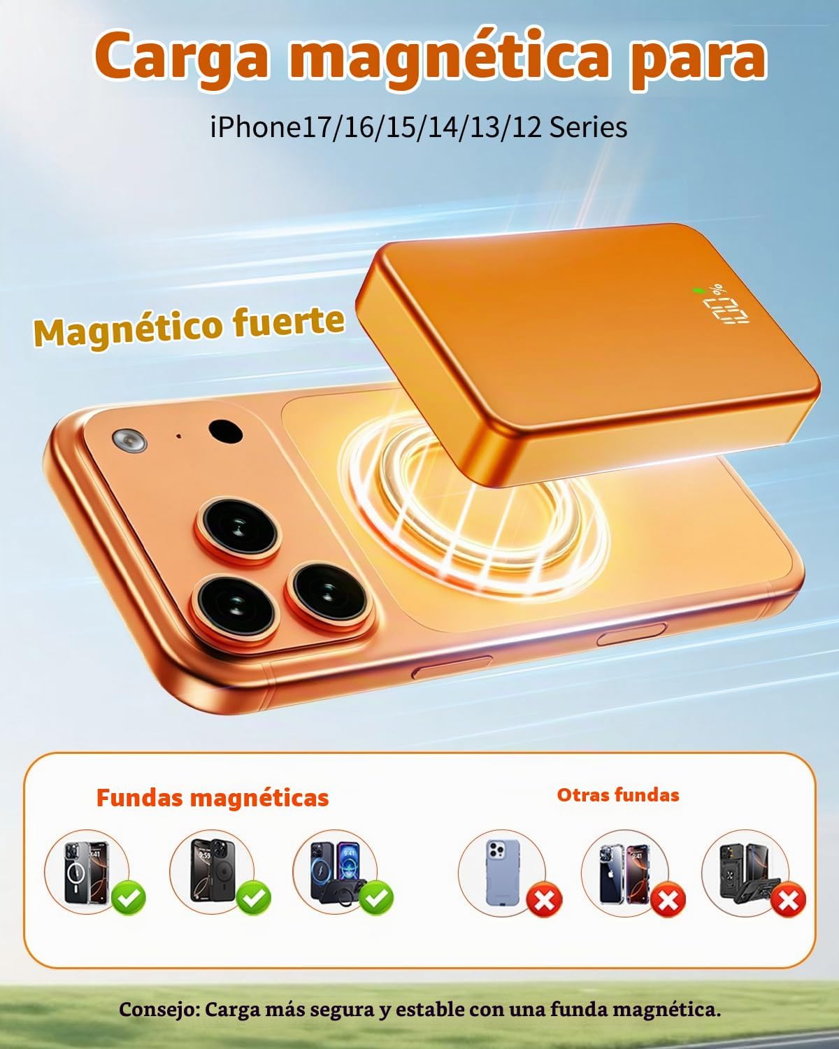 ZIKIHAA Banco de energía magnético de 26800 mAh para cargador portá...
