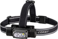 Coast WPH34R 2000 lúmenes Faro de cabeza impermeable ultra brillante IP68 USB recargable de doble potencia, 6 modos con haz de luz focalizada y de inundación, Negro/Gris
