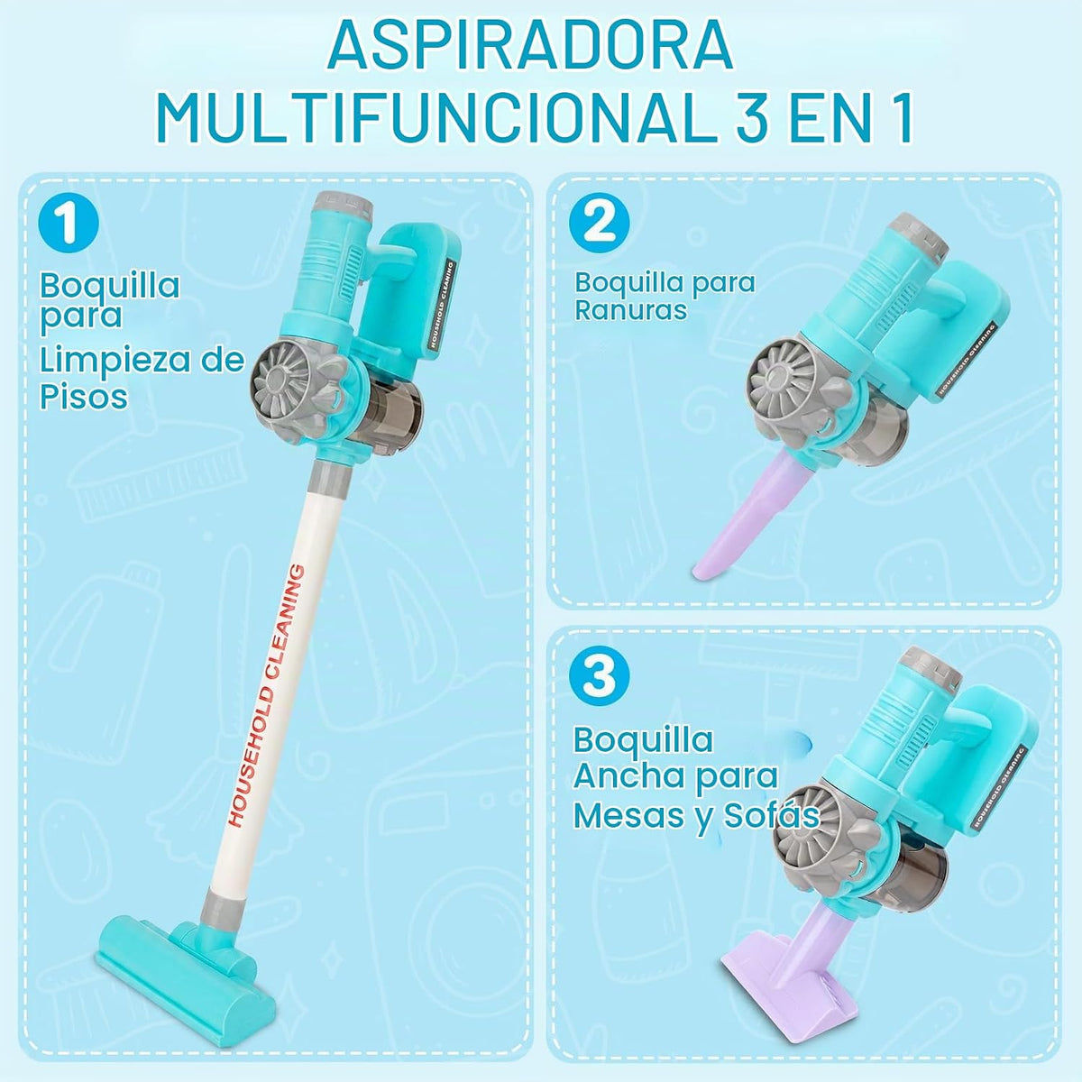 deAO Juego de juguetes de limpieza para niños, 14 piezas, desmontables, con trapeador al vacío, escoba, lavabo, juguetes de limpieza, regalo de cumpleaños para niñas y niños de 3 a 8 años