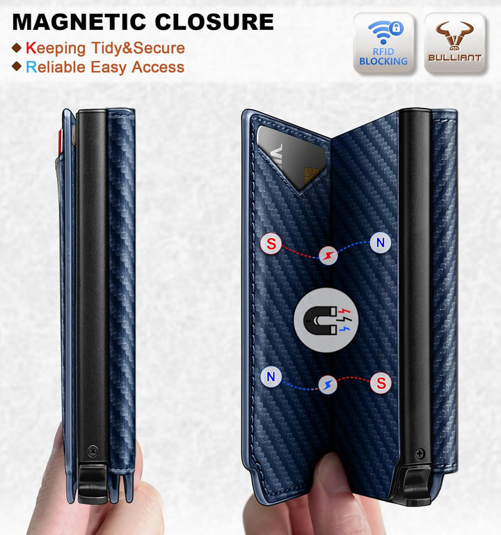 BULLIANT Billetera de cuero para hombre, tarjetero con clip para di...