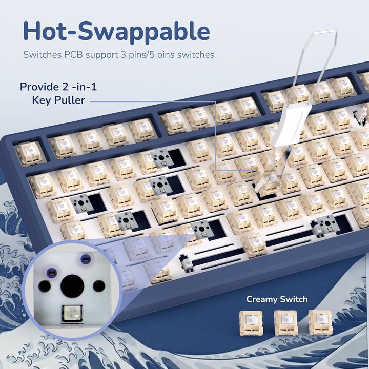 RK ROYAL KLUDGE M75 Wireless Mechanical Keyboard w\/Screen and Volu...
