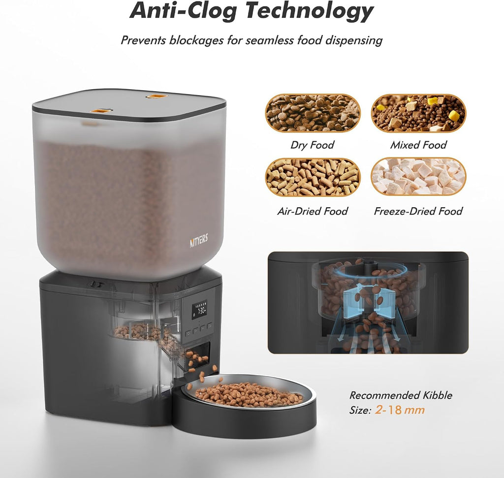 Comedero automático para perros, dispensador automático de alimentos para gatos de gran capacidad de 8 L/34 tazas con pantalla LCD, bandeja grande de alimentos, funciona con pilas, comedero