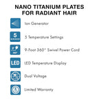 BabylissPRO Nano Titanium Ionic Hair Straightener, Professional Fla...
