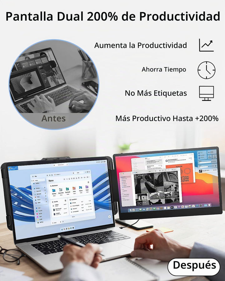 Extensor de pantalla para laptop, 14 pulgadas, FHD 1080P IPS, exten...