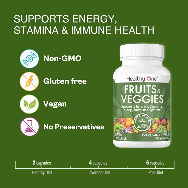 Healthy One - Suplemento de frutas y verduras, 27 superalimentos, v...