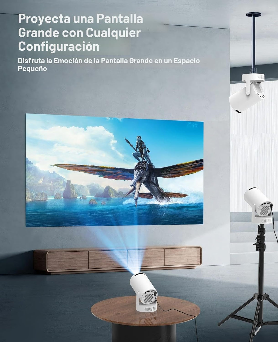 Mini proyector con WiFi y Bluetooth, compatible con corrección Keys...
