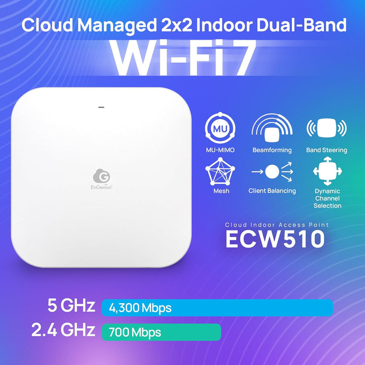 EnGenius Punto de acceso para interiores ECW510 Wi-Fi 7 \u2013 Dual...