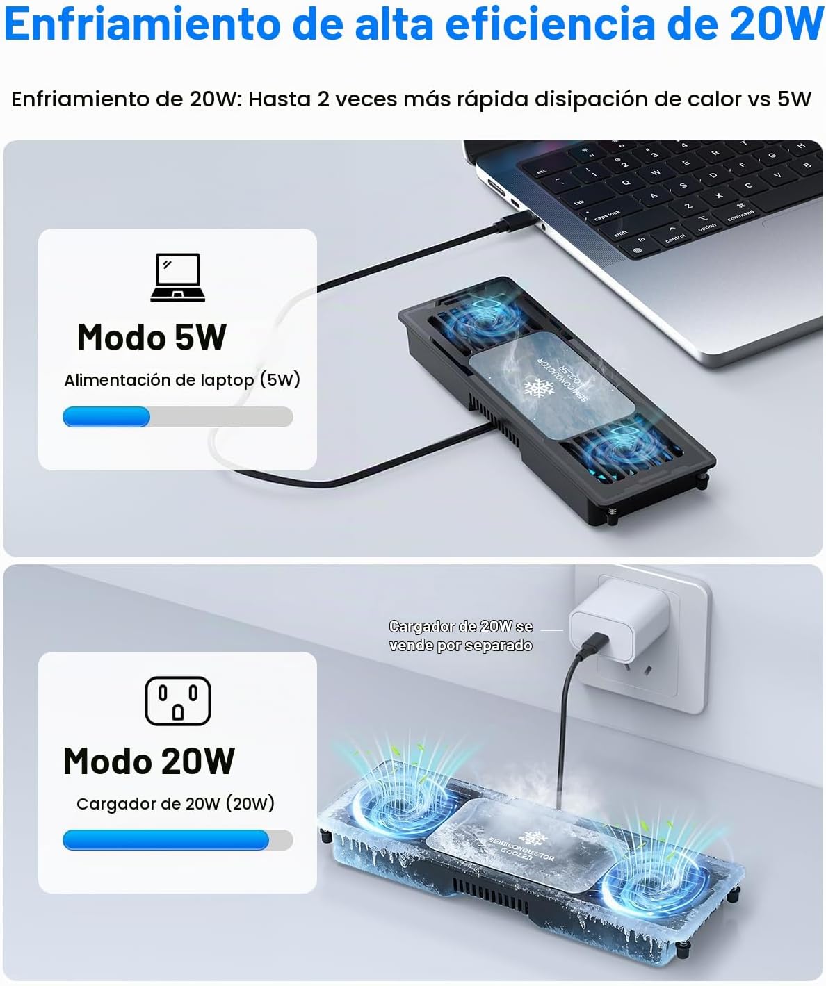 METFUT Soporte de refrigeración para laptop con enfriador termoeléc...