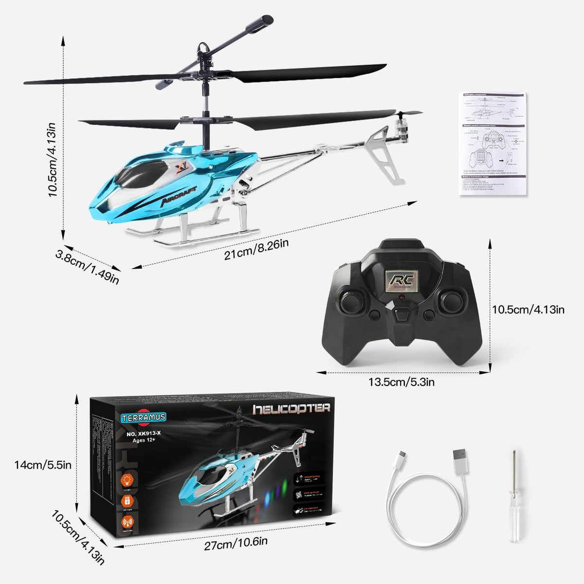 Helicóptero de control remoto para niños, helicópteros RC de retención de altitud 2.4G con luz LED y giroscopio, avión controlado por radio juguete interior con 3.5 canales de alta velocidad