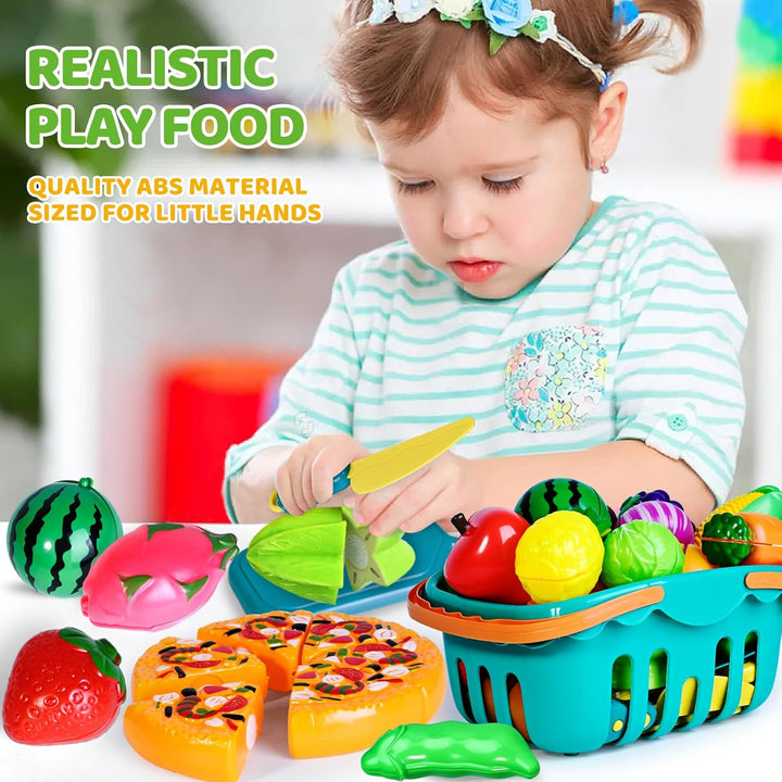 100 PIEZAS Juguetes de Comida para Cortar para Cocina Infantil, Jug...
