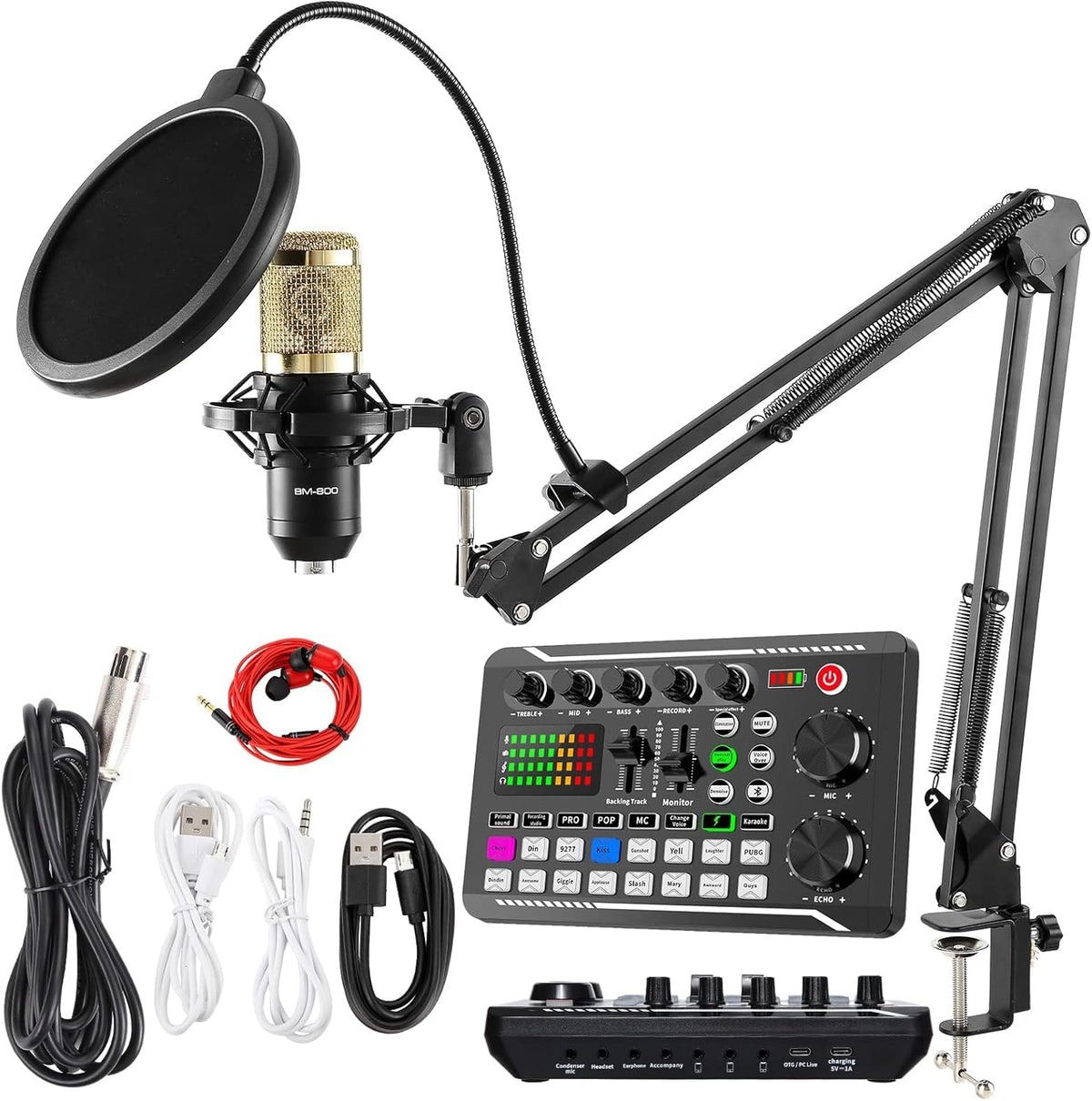 Kit de micrófono de podcast SINWE, micrófono condensador BM-800 con...