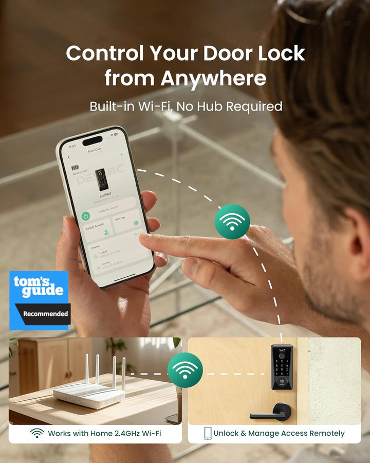 DESLOC Cerradura inteligente WiFi D110 Plus, Wi-Fi incorporado, no...