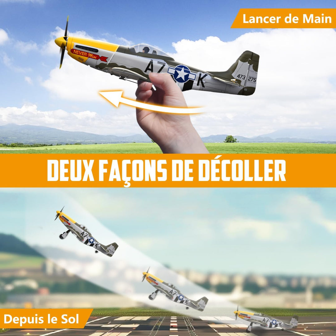 HAWK'S WORK Avión RC P-51D Mustang de 500mm, Avión de guerra a...