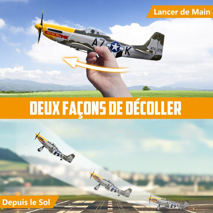 HAWK'S WORK Avión RC P-51D Mustang de 500mm, Avión de guerra a...