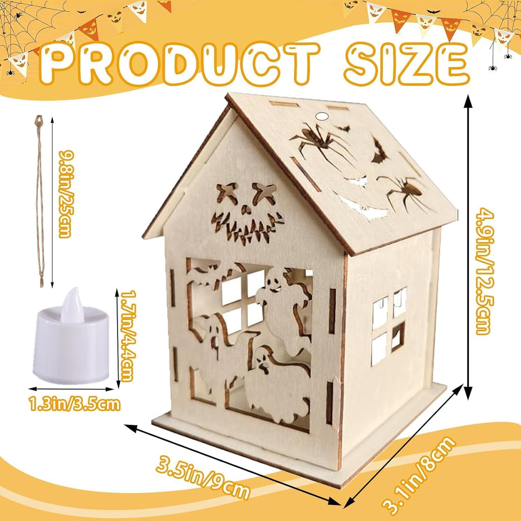 HABDJILTY Kit de manualidades de casas de madera para Halloween, 35 piezas