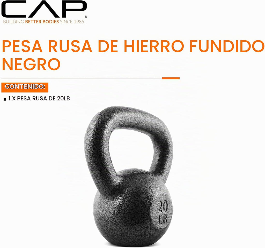 CAP Kettlebell de hierro fundido simples y sets, mango ancho, base plana