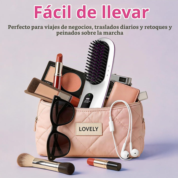 Cepillo alisador de cabello inalámbrico, cepillo portátil para alis...