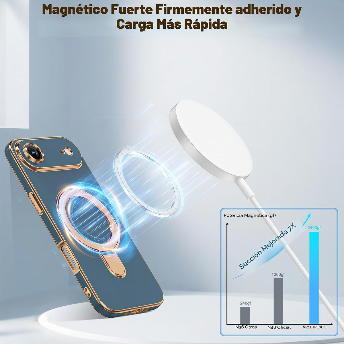 Carcasa para iPhone 17 Air con soporte de 6.1 pulgadas, color gris
