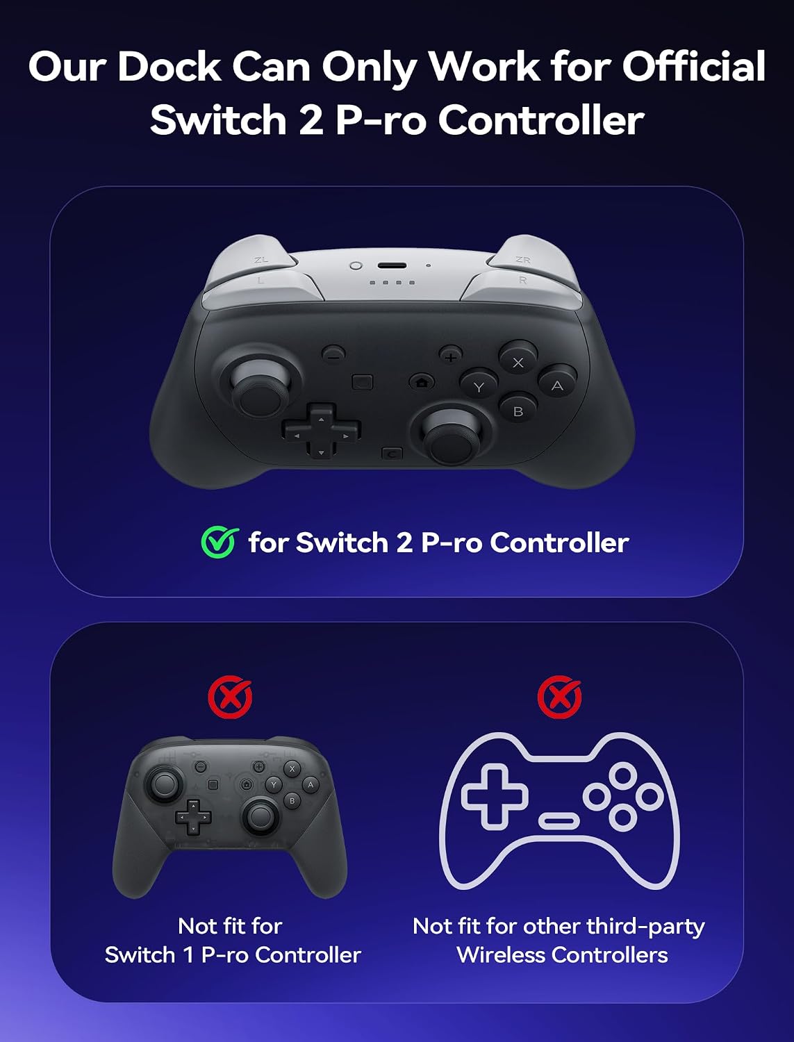 JSAUX 5-en-1 carga Dock para interruptor 2 Pro Controller & interruptor 1/2 JoyPads