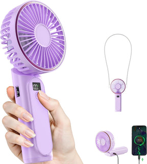TUNISE Ventilador portátil de mano, 4000mAh, 180 ajustable, 6 veloc...