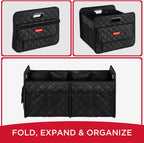 Rubbermaid Organizador de maletero para SUV, organizador plegable para automóvil con 2 compartimentos, contenedor de almacenamiento plegable para maletero, automóviles, SUV, camiones y sedanes, 24.01