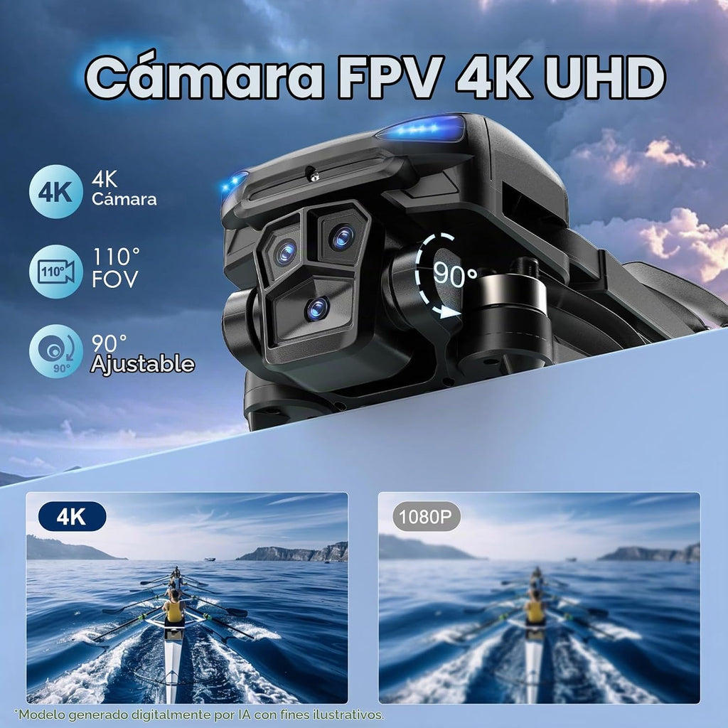 Drone GPS con cámara 4K para adultos, cuadricóptero plegable RC con controlador de pantalla HD de 4.5 pulgadas, motor sin escobillas, retorno automático GPS, vuelo de 60 minutos, tarjeta SD de 4 GB