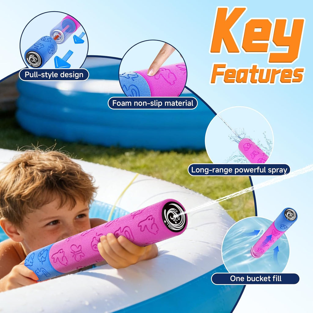 Pistolas de agua para niños y adultos, juguete de pistola de chorro de espuma de alta capacidad, juguetes acuáticos divertidos de verano para juegos de piscina al aire libre en la playa