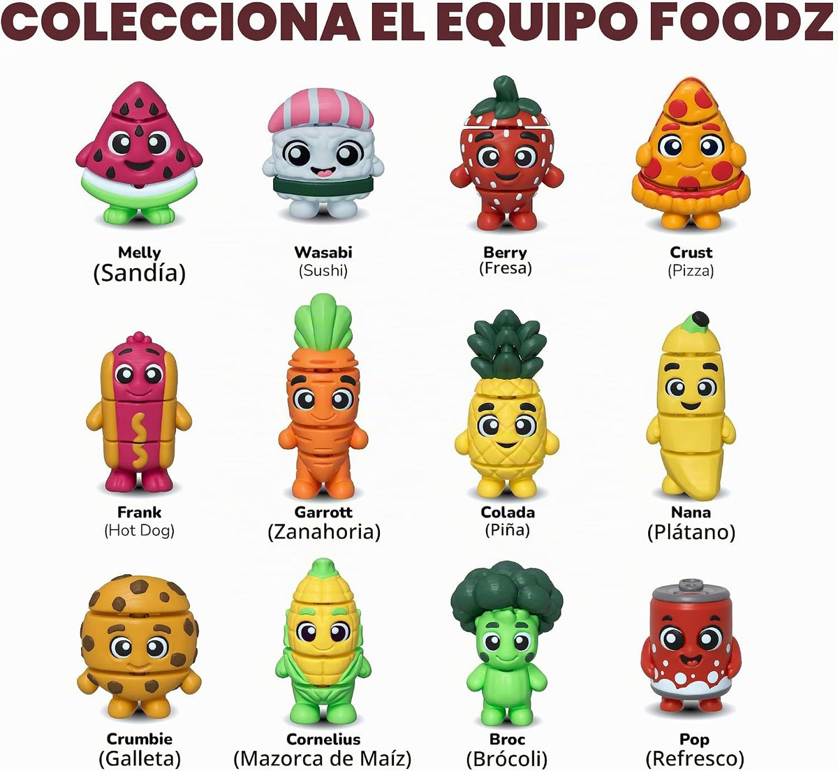 Foodz - Paquete de 12 juguetes coleccionables para ansiedad Wiggly