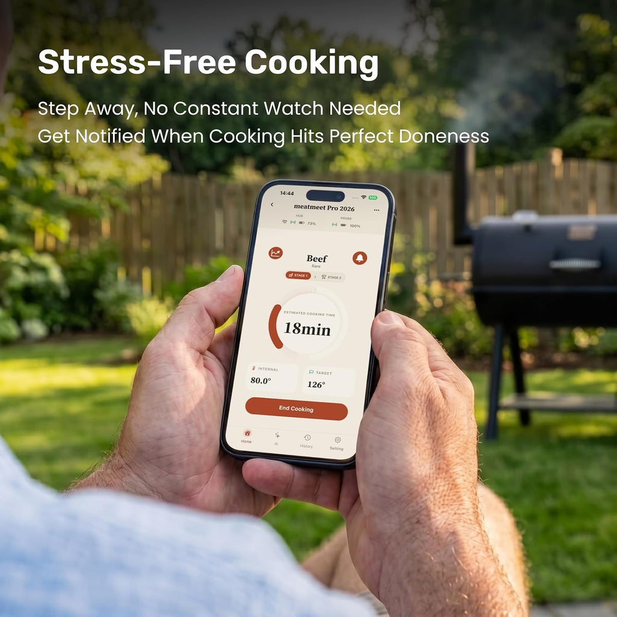 Termómetro inalámbrico para carne, Bluetooth 5.4, 6 sensores