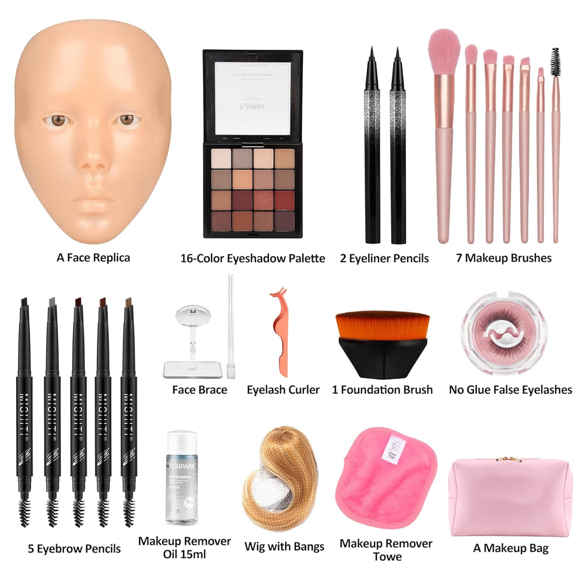 Glinexa Cara de práctica de maquillaje 5D - Cabeza de maniquí de si...