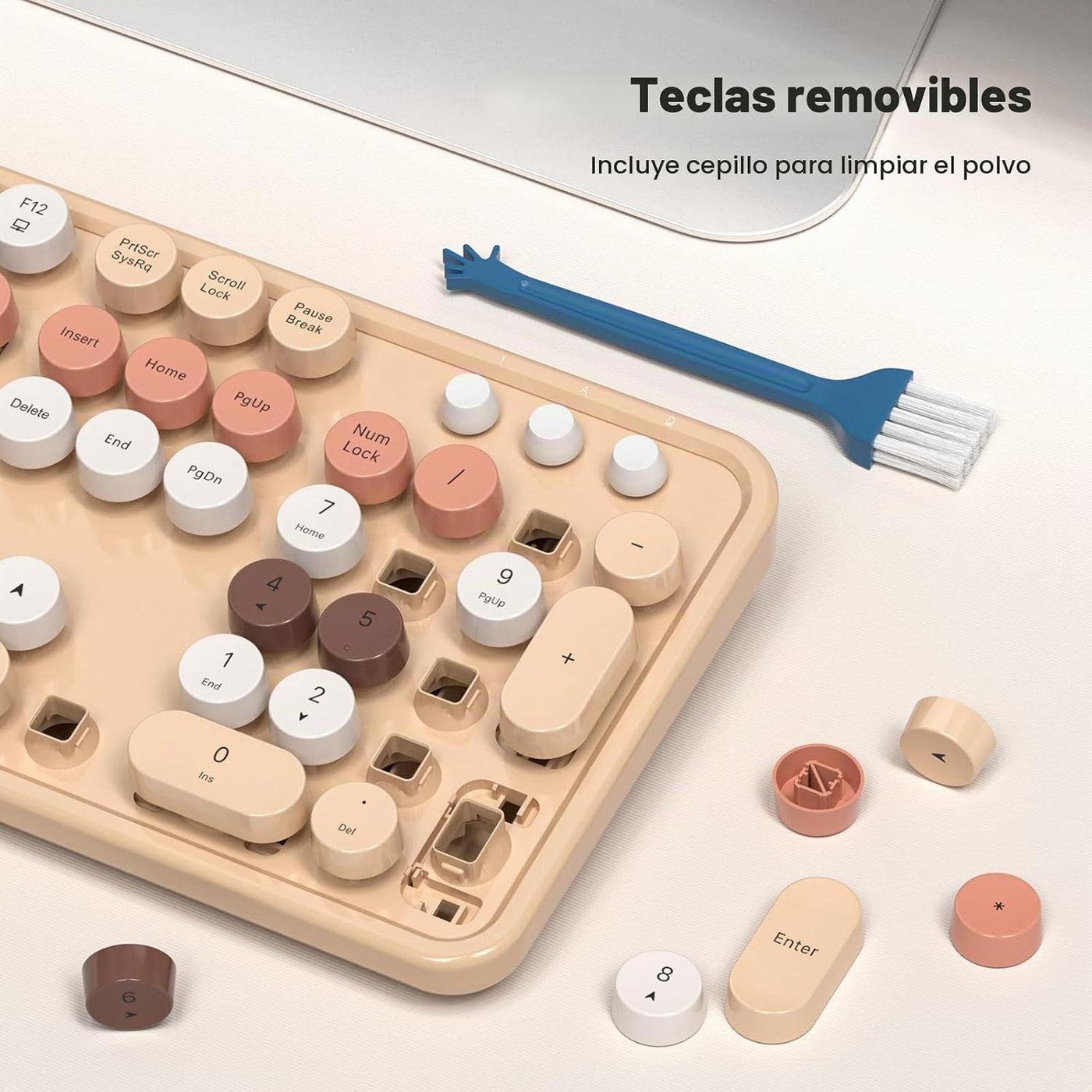 SQMD Combo de teclado y mouse inalámbricos, teclado retro de tamaño...