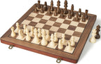 Juego de ajedrez magnético de madera de 17 pulgadas para adultos y niños, juegos de mesa de ajedrez con piezas magnéticas y reinas adicionales, juegos de ajedrez plegables portátiles grandes y únicos