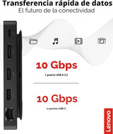 Lenovo Base de viaje USB-C de doble pantalla, 7 puertos, cable USB-...