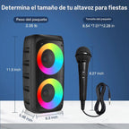 Máquina de karaoke para adultos y niños, luces LED coloridas, altavoz Bluetooth portátil con 1 micrófono con cable, soporte TWS/TF/USB/AUX para escenario de fiesta en casa, al aire libre, regalos de Navidad, al aire libre