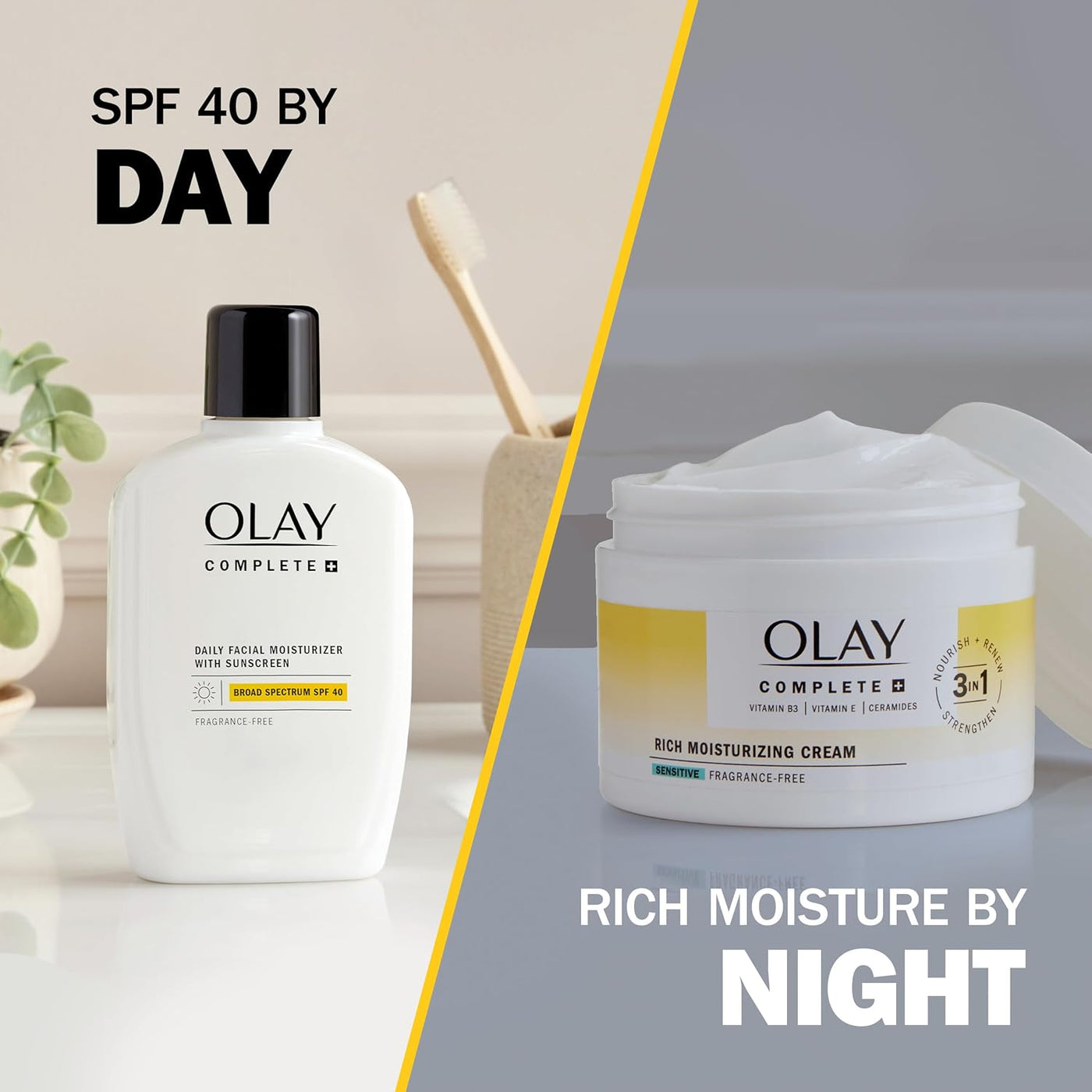 Olay Hidratante facial, crema hidratante completa + rica sin fragan...