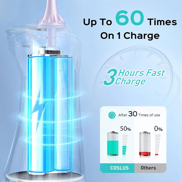 COSLUS Irrigador Dental de Agua para Dientes: 4 Modos Inalámbrico,...