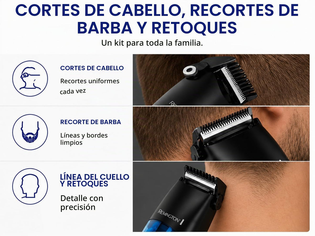 Remington Cortapelos al vacío para hombres, kit de corte de pelo de 18