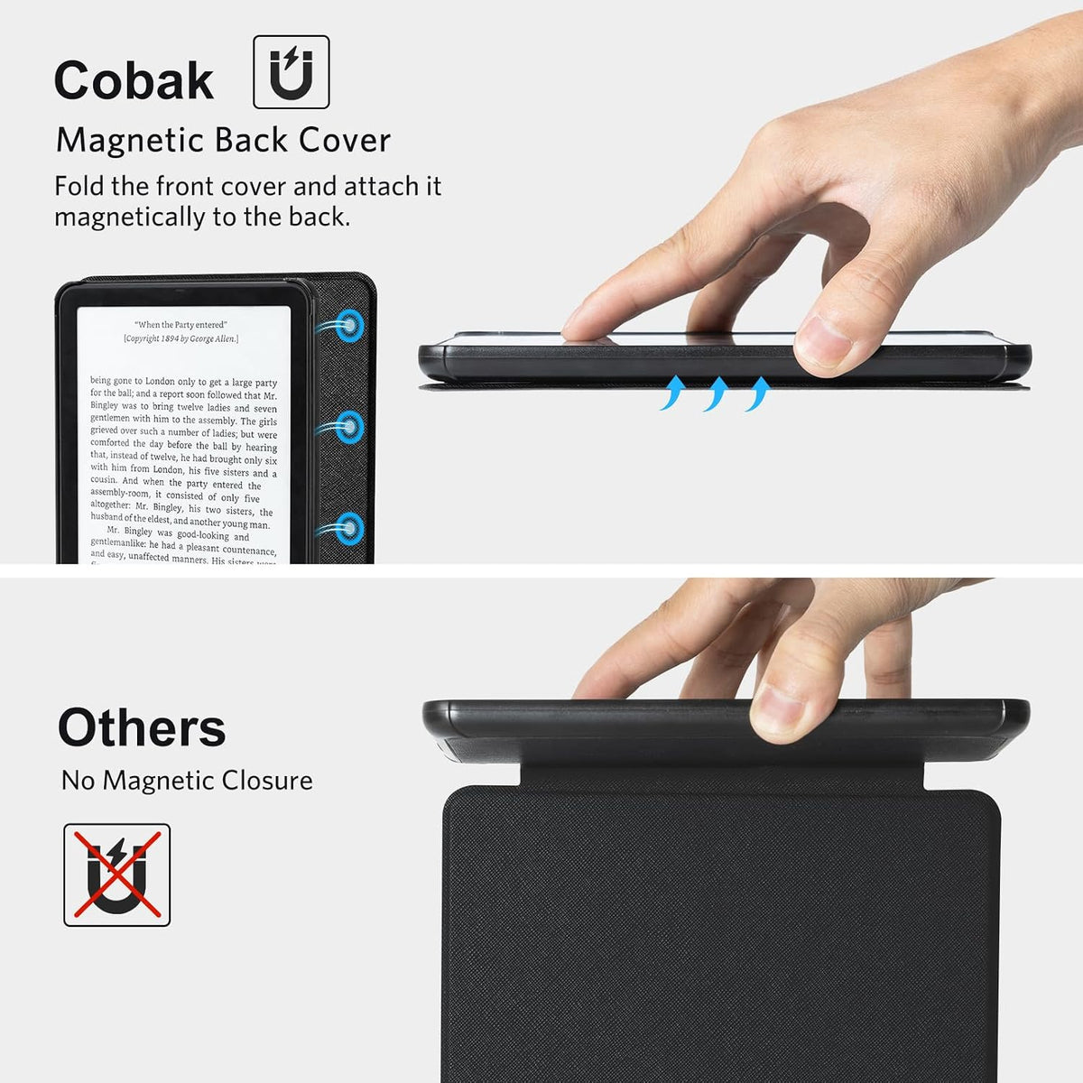 CoBak Funda magnética para todos los nuevos E-Reader de 6 pulgadas 2024 y 2022 (11 generación), compatible con PopSockets/UGREEN/Anker, agarre y soporte magnéticos, apagado y encendido automático