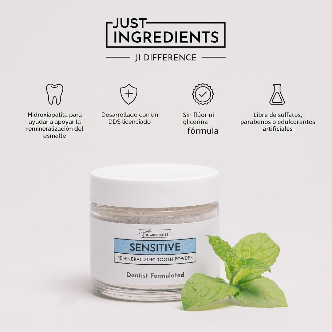 JUST INGREDIENTS Polvo de dientes remineralizante sensible, sin flu...