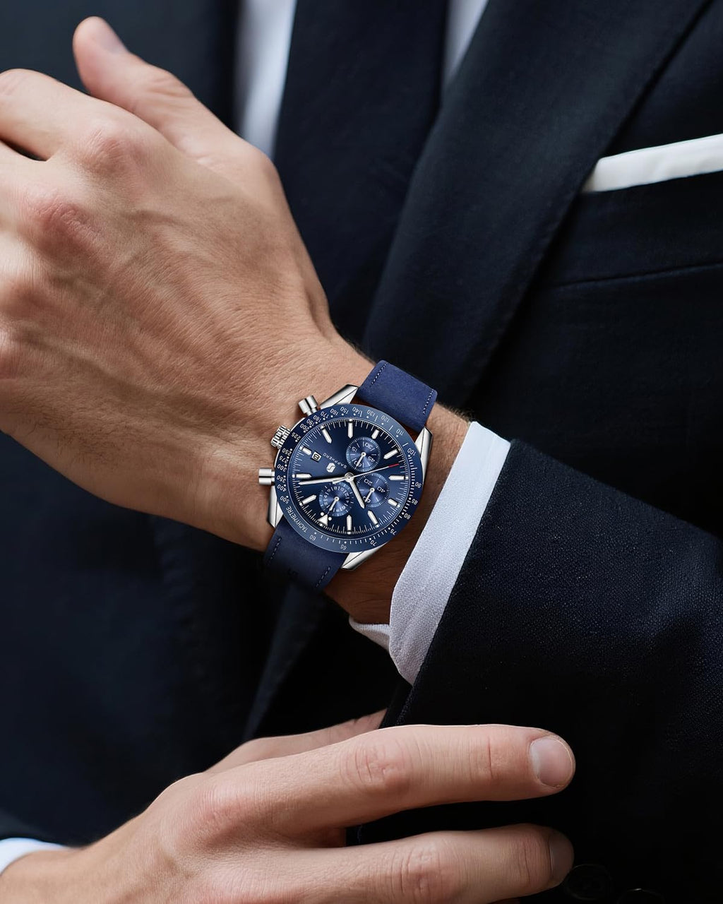 BENYAR Relojes para hombre, reloj de pulsera analógico con movimiento de cuarzo, correa de cuero/acero inoxidable/silicona, reloj de vestir casual para deportes de negocios, resistente al agua