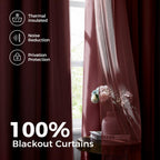 Cortinas 100% opacas para dormitorio, doble capa rosa