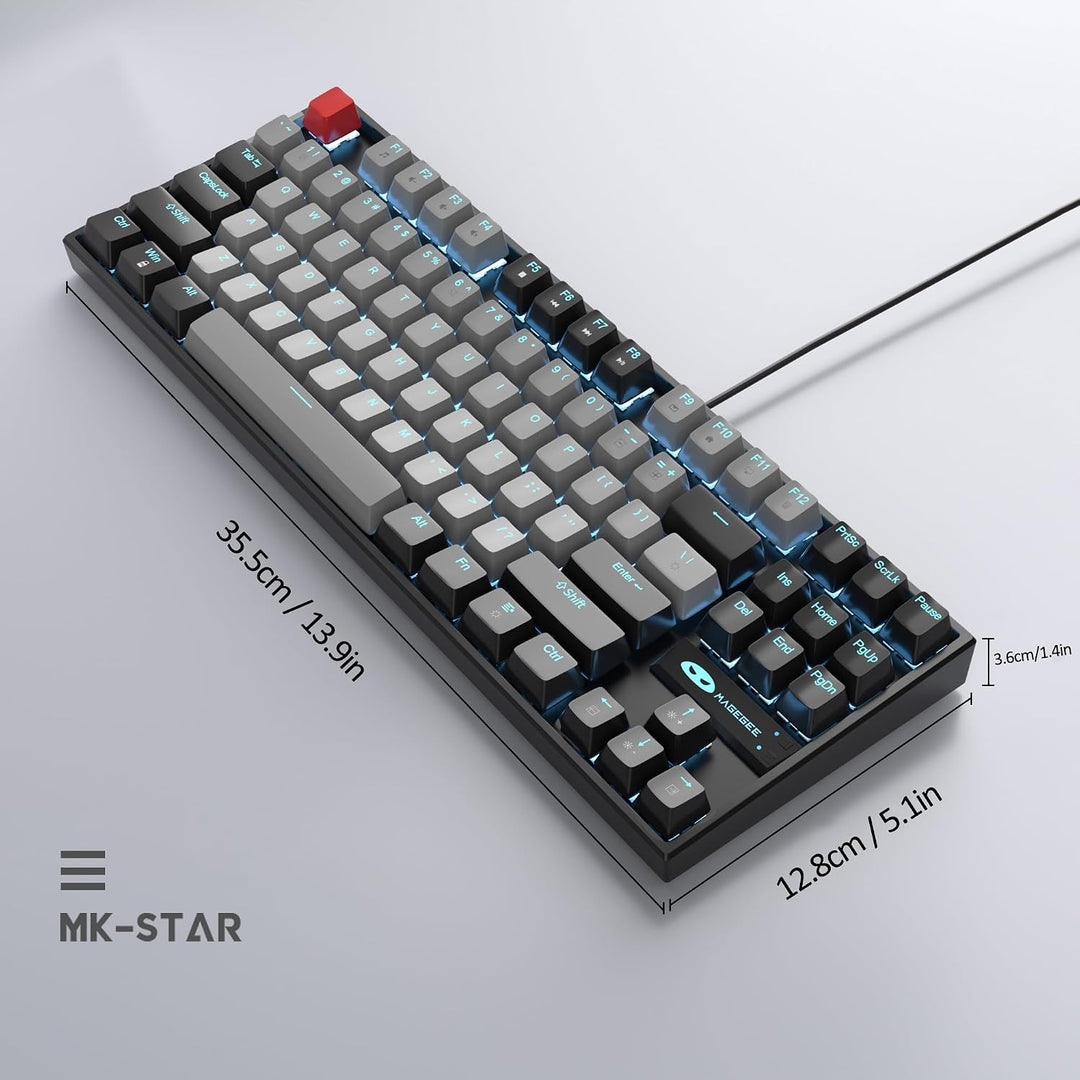 MageGee Teclado mecánico 75% para juegos, interruptor azul, retroil...